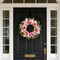 Set of 2 24"D Pink Hydrangea, Peony & Cherry Wreath Includes a Complimentary Black Metal Wreath Hanger